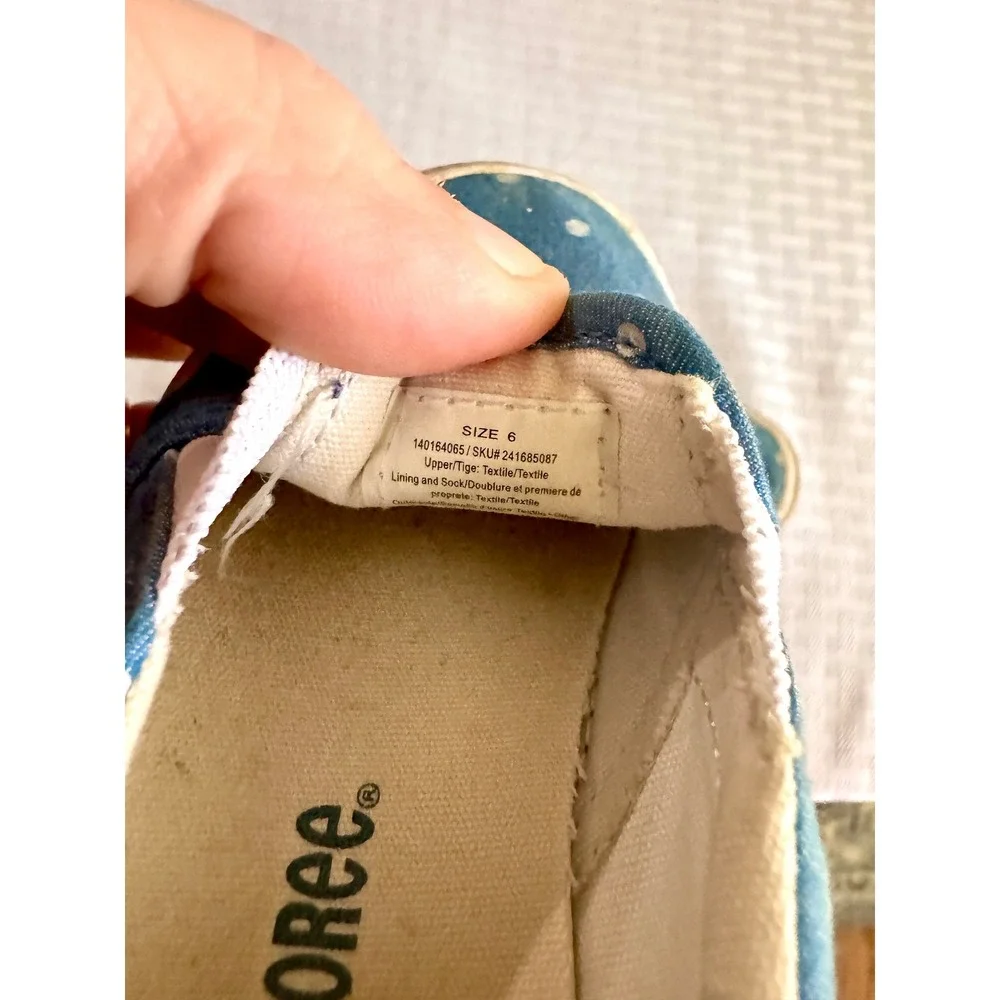Gymboree Toddler Girls Blue Polka Dot Denim Slip‎ On Sneakers Size 6 140164065